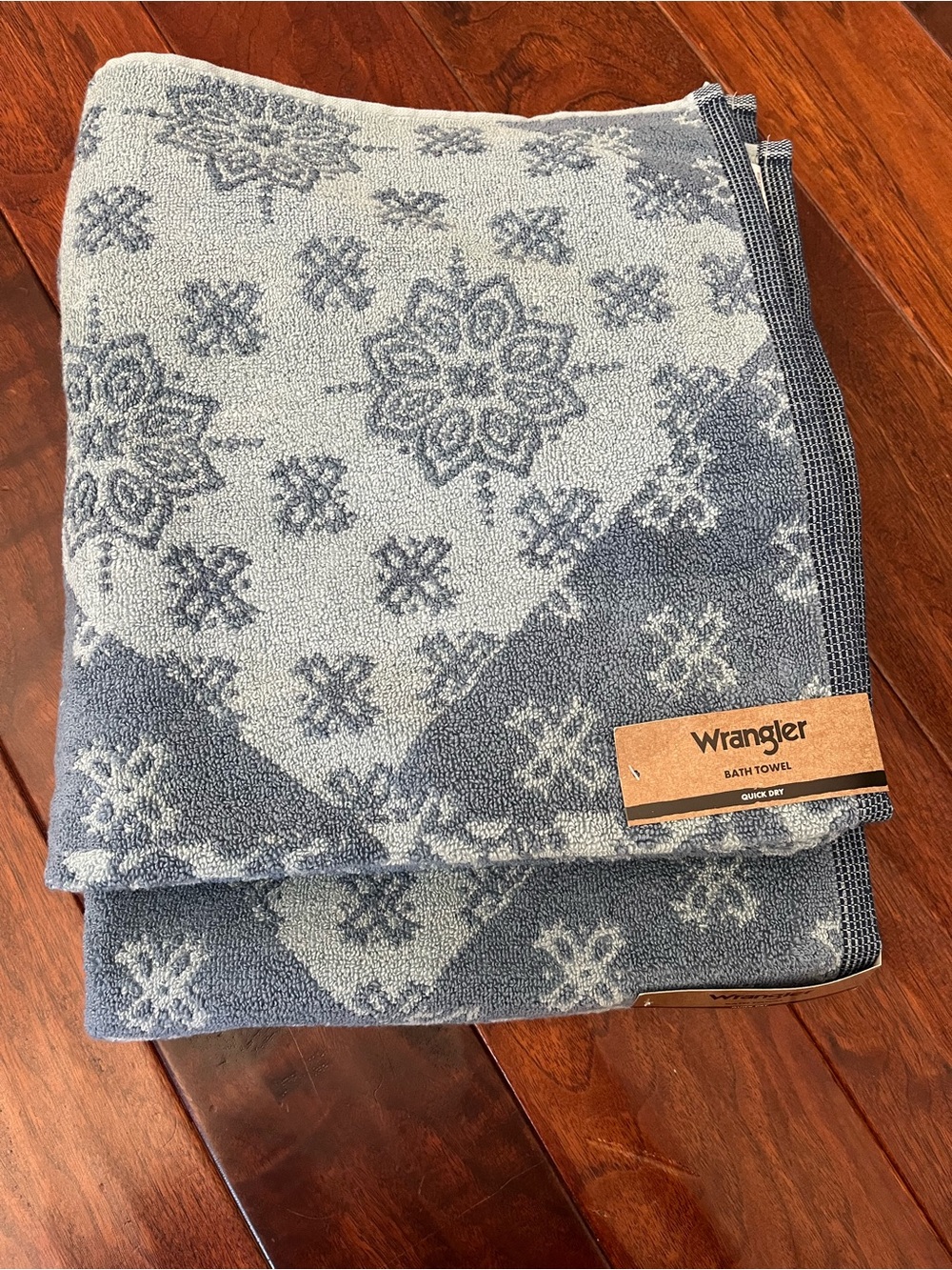 Set of 2 Wrangler Quick Dry Blue Bath Towels